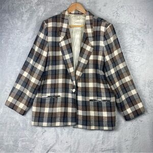 Vintage Blazer Brown & Grey Paid Academia Business Casual